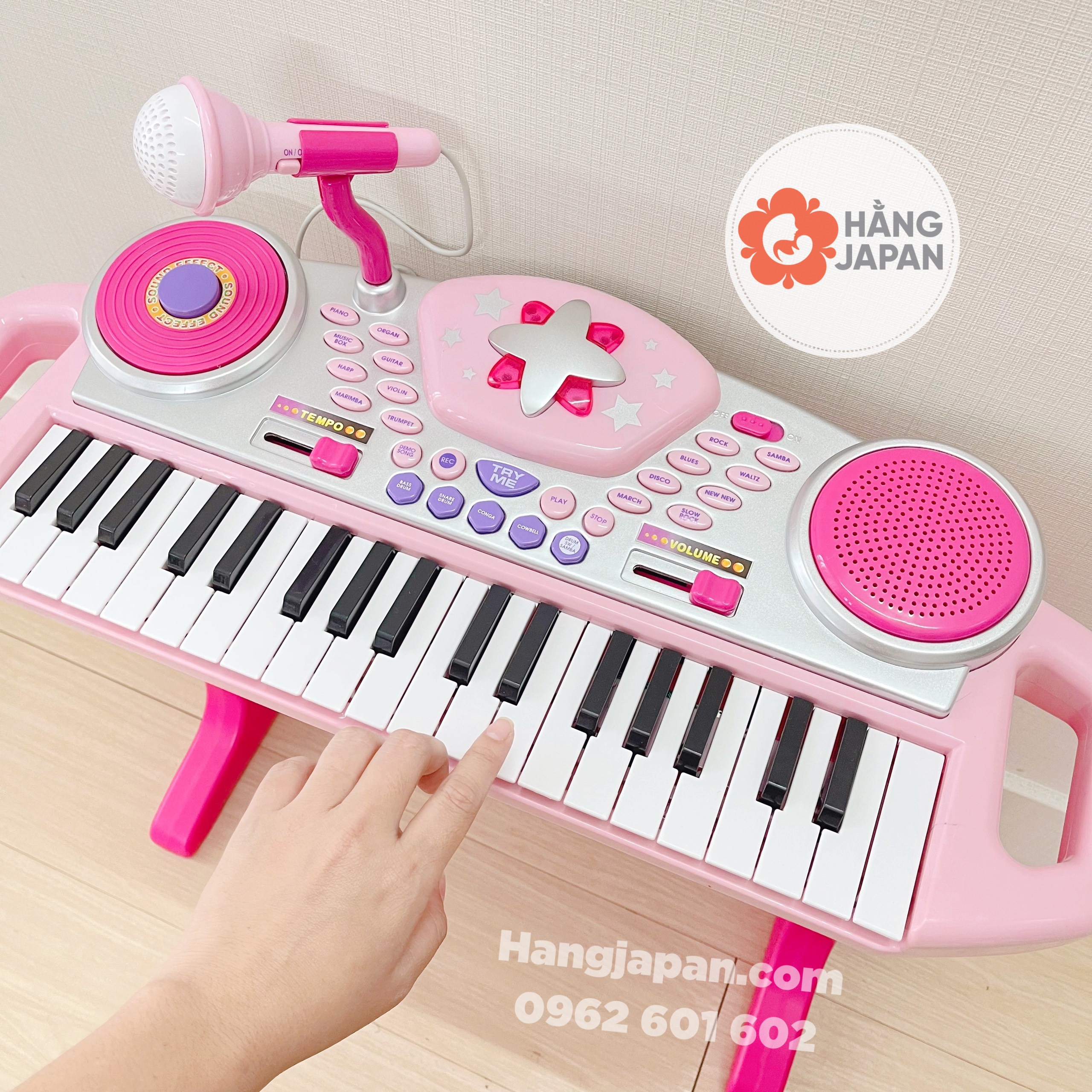 Đàn organ màu Hồng cho bé WinFun 2068-G kèm Micro
