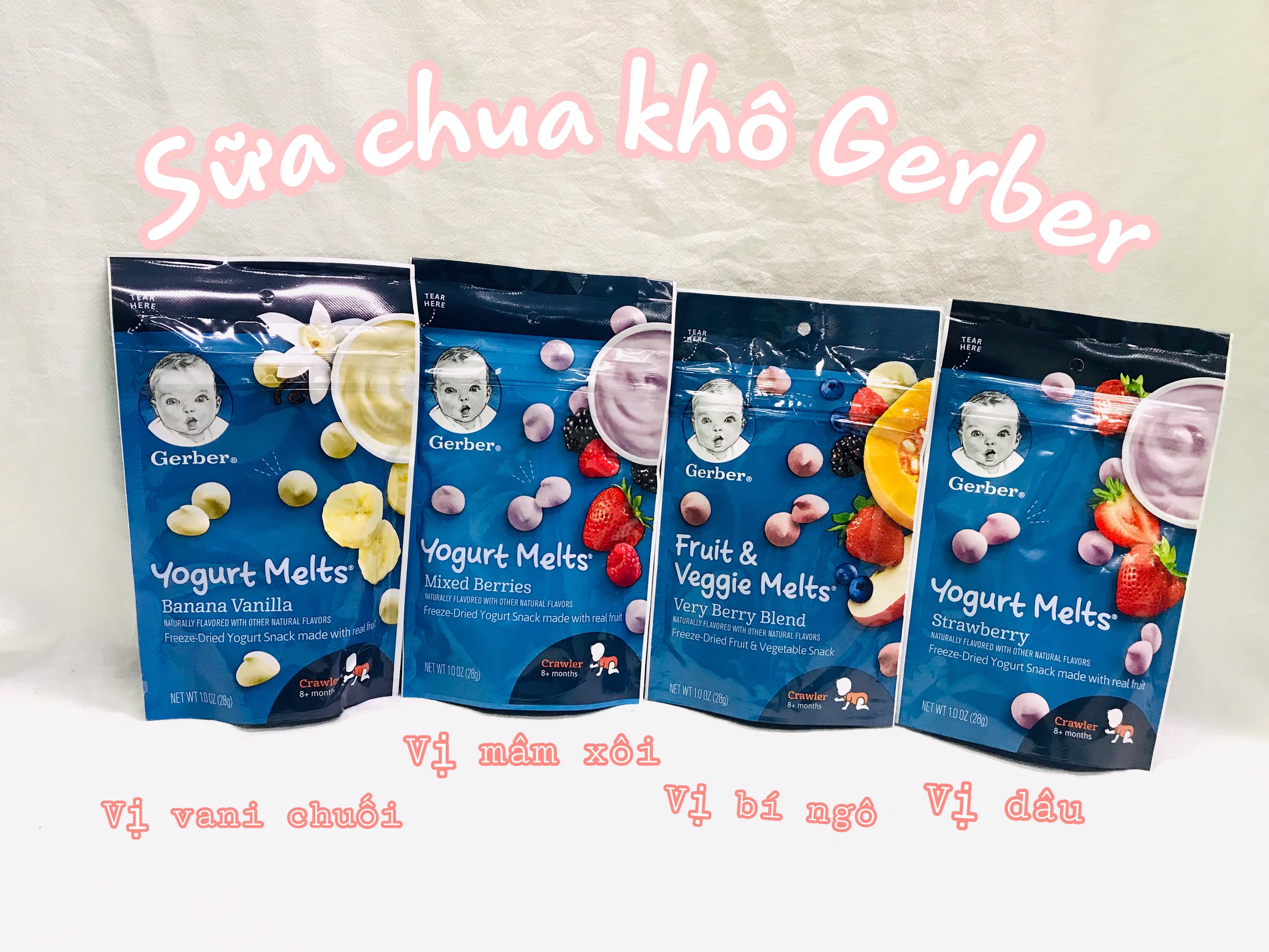[Date mới] Sữa Chua Khô Gerber Cho Bé Ăn Dặm Mẫu Mới