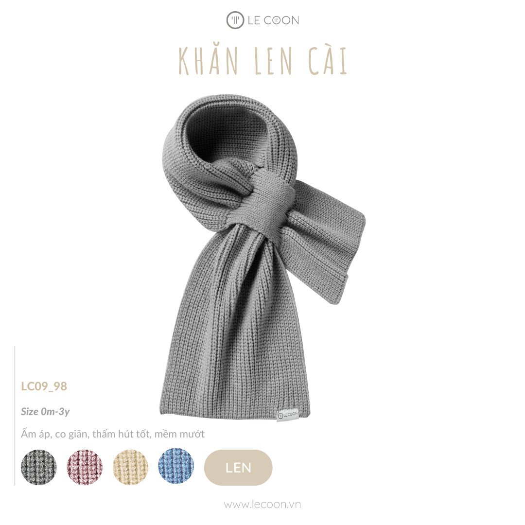 Khăn Len Cài Lecoon Bé Trai Bé Gái Le Coon (Size từ 0-3 Tuổi)