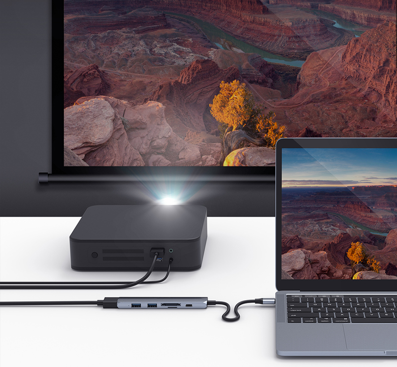 Cổng Chuyển HyperDrive Bar 6IN1 For Macbook/Surface/PC/iPhone 15 - HD22E