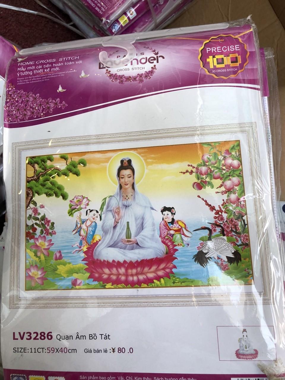 Tranh thêu quan âm bồ tát_lv3286_59*40cm