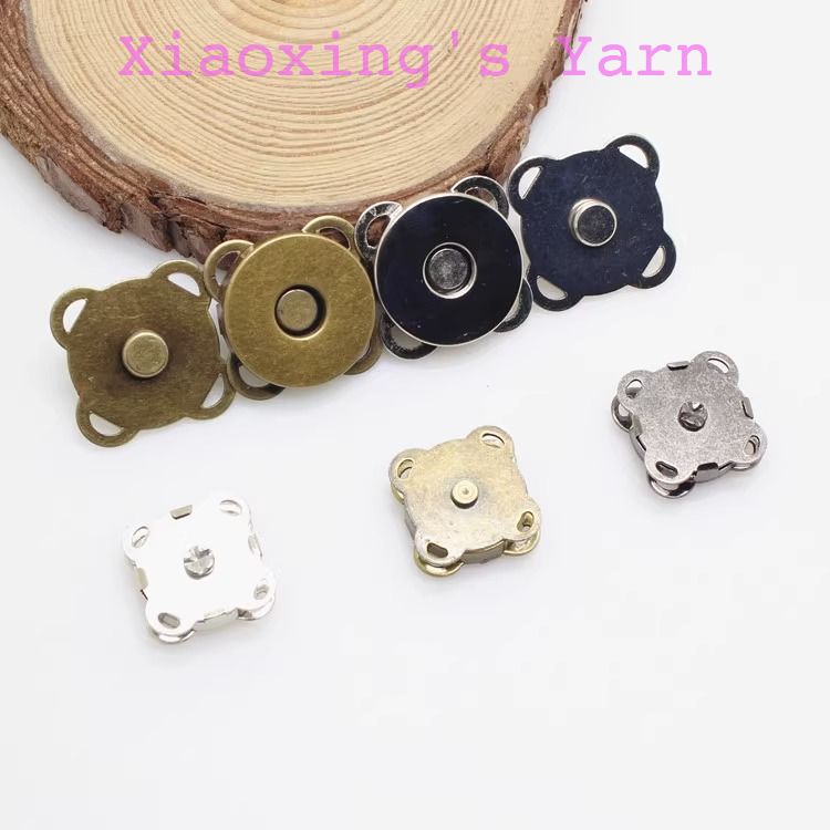 Nút hít nam châm dạng khâu tay 4 góc bản dầy, bóng đẹp làm nút gài túi ví, áo len | Xiaoxingyarn