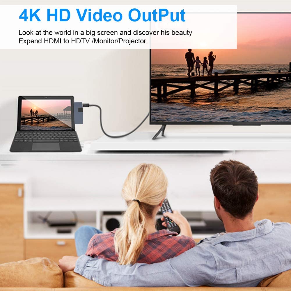 Surface Pro Dock for Surface Pro 6/Pro 5/Pro 4 Hub Docking Station with 4K HDMI Converter Adapter 3 USB 3.0 Ports(5Gps) SD/TF(Micro SD) Card Reader Combo Microsoft Surface Pro Dock