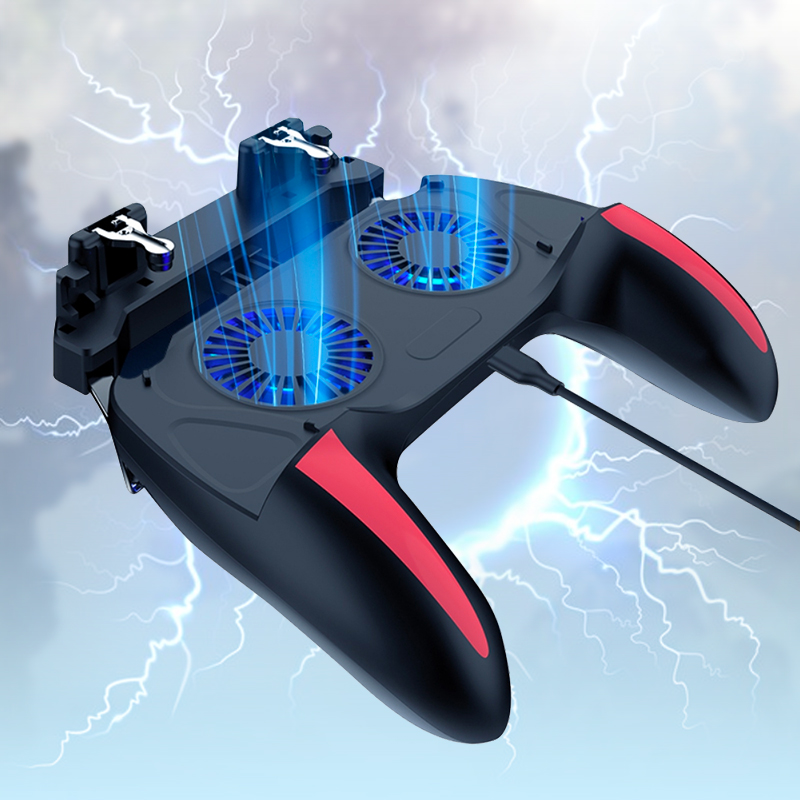 Tay Cầm Chơi Game PUPG/Call of Duty Mobile/ FreeFire/ Ros Tản Nhiệt Kép Với Pin Kiêm Sạc Dự Phòng 5000 mAh