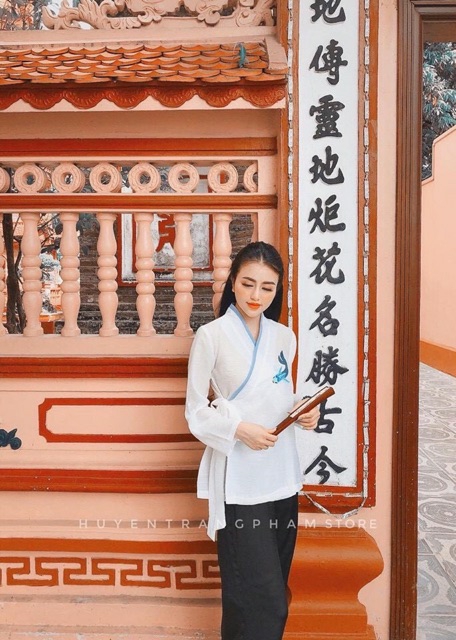 [HCM]ĐỒ LAM ĐI CHÙA CAO CẤP THÊU CÁ THẮT NƠ EO