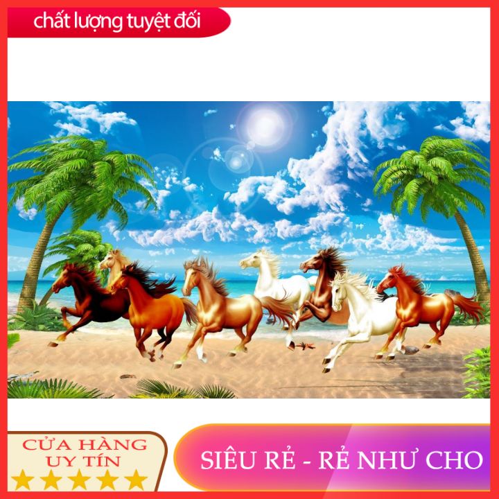 Tranh dán tường 3d mã đáo thành công phòng khách