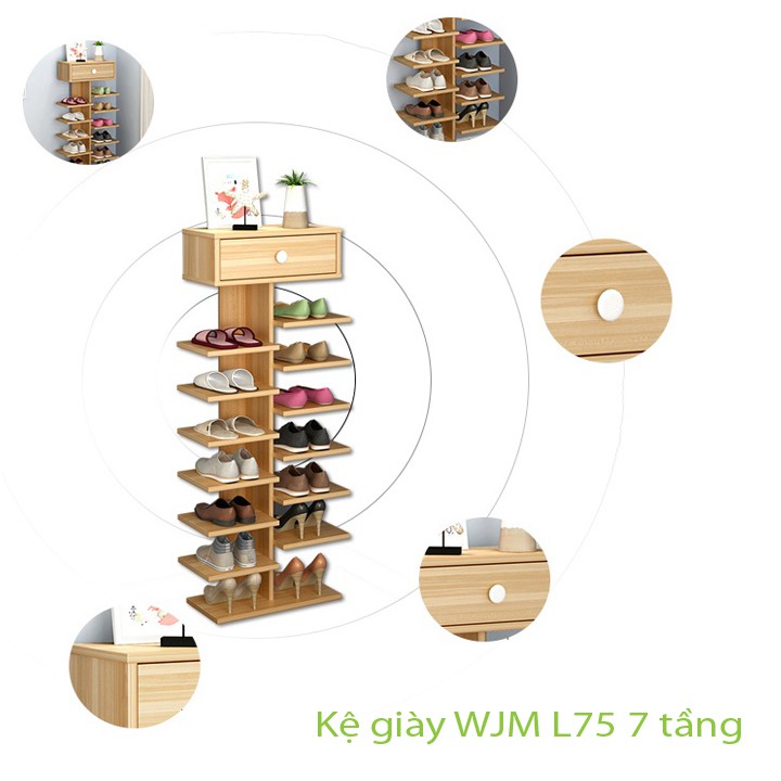 Kệ giày gỗ 7 tầng có ngăn kéo