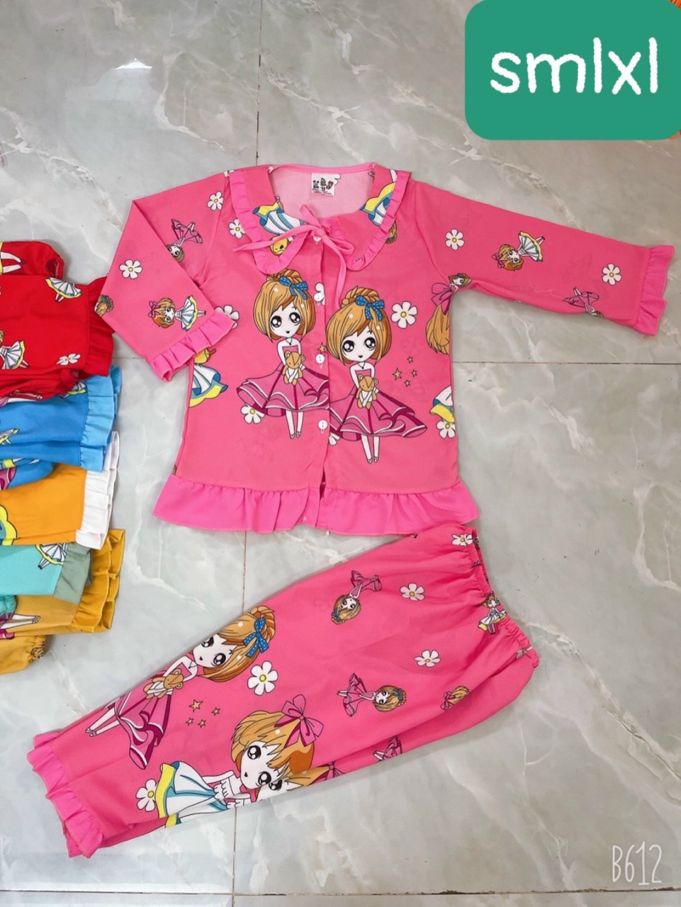 [ 10 - 38kg ]  Đồ Bộ Pijama Lụa Bé Gái Size Lớn - Đồ Bé Gái Mặc Nhà - M60