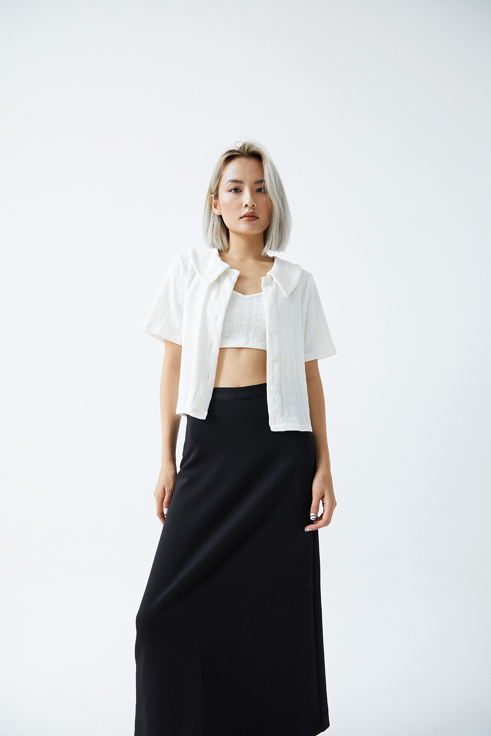 DOTTIE - Chân váy dài vải thun nữ DOTTIE đen - S0099
