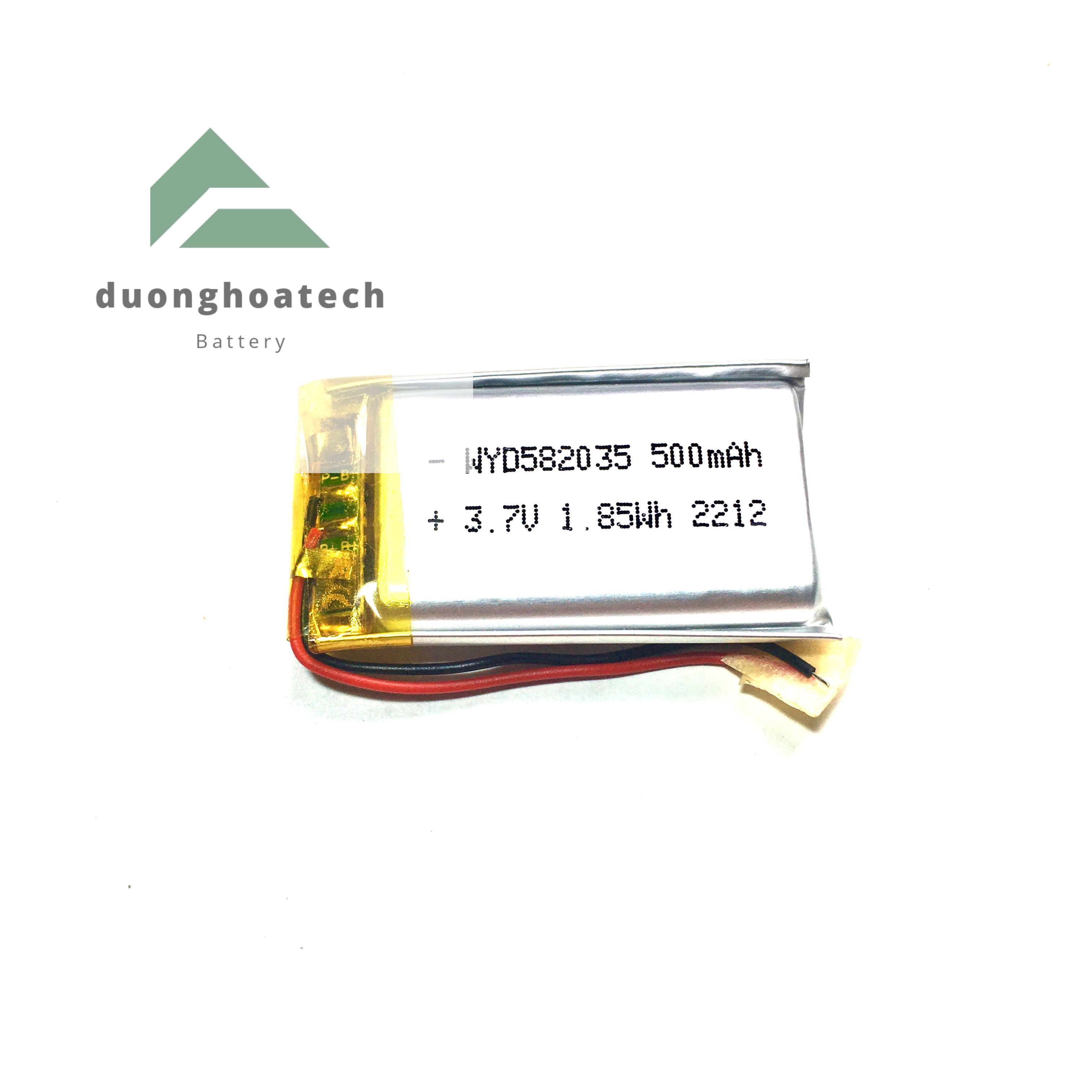 Pin li-po lithium polymer 3.7v dung lượng 500mah 5.8x20x35mm dùng cho thiết bị điện tử