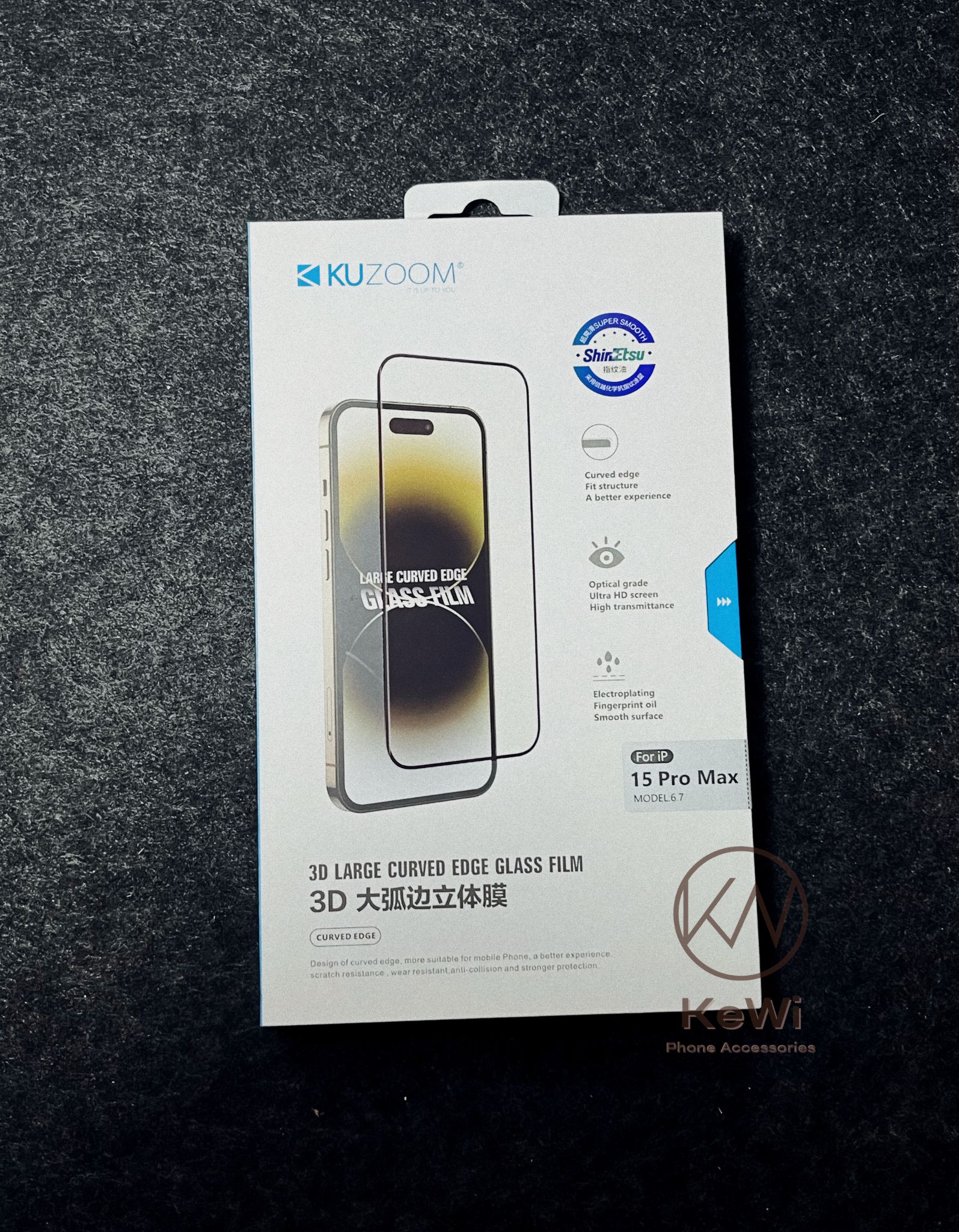 Miếng dán màn hình kính cường lực kuzoom 3d dành cho iphone 15 pro max / iphone 15 pro / iphone 15 plus / iphone 15 - hàng chính hãng
