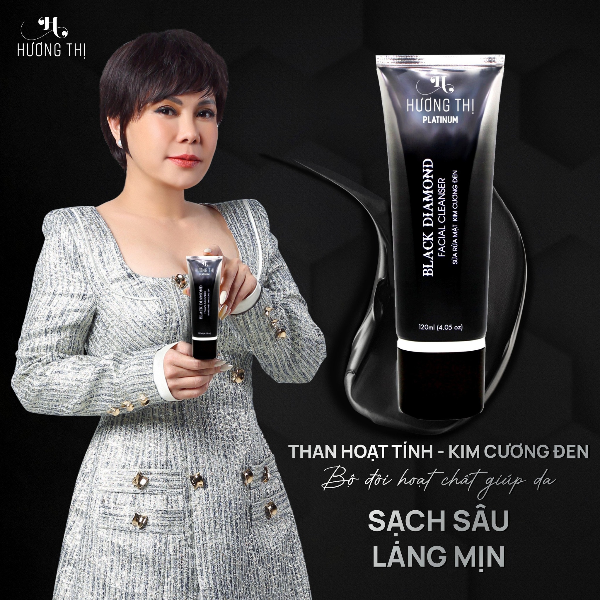 Sữa rửa mặt kim cương đen Hương Thị 120ml