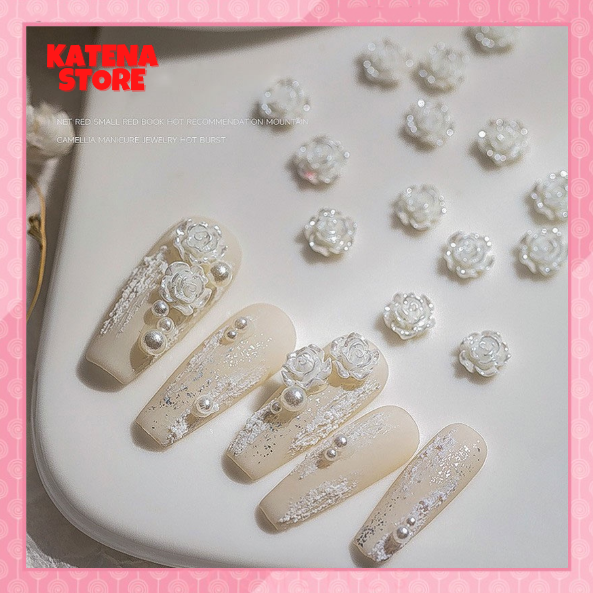 Set 10 cái - Charm hoa hồng trang trí móng nghệ thuật