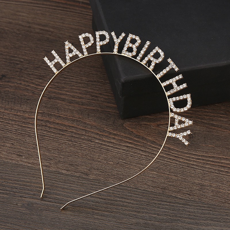Băng đô sinh nhật Happy birthday hợp kim xi mạ đính đá TP HCM Phụ Kiện Cưới Giang