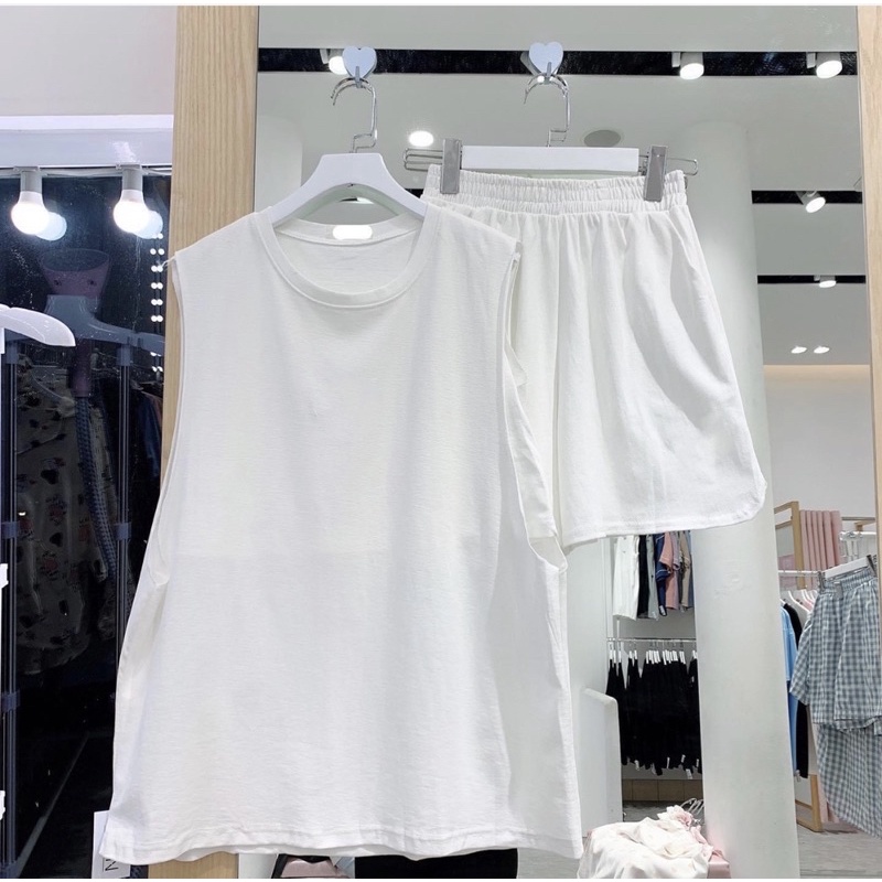 QUẦN SHORT ĐÙI + SET 2 MÓN ÁO TANKTOP ( KÈM ÁO BA LỖ)