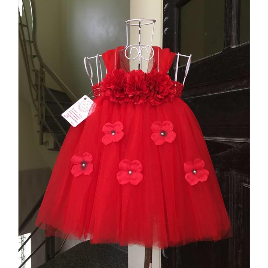 Váy tutu đỏ xù 5 bông