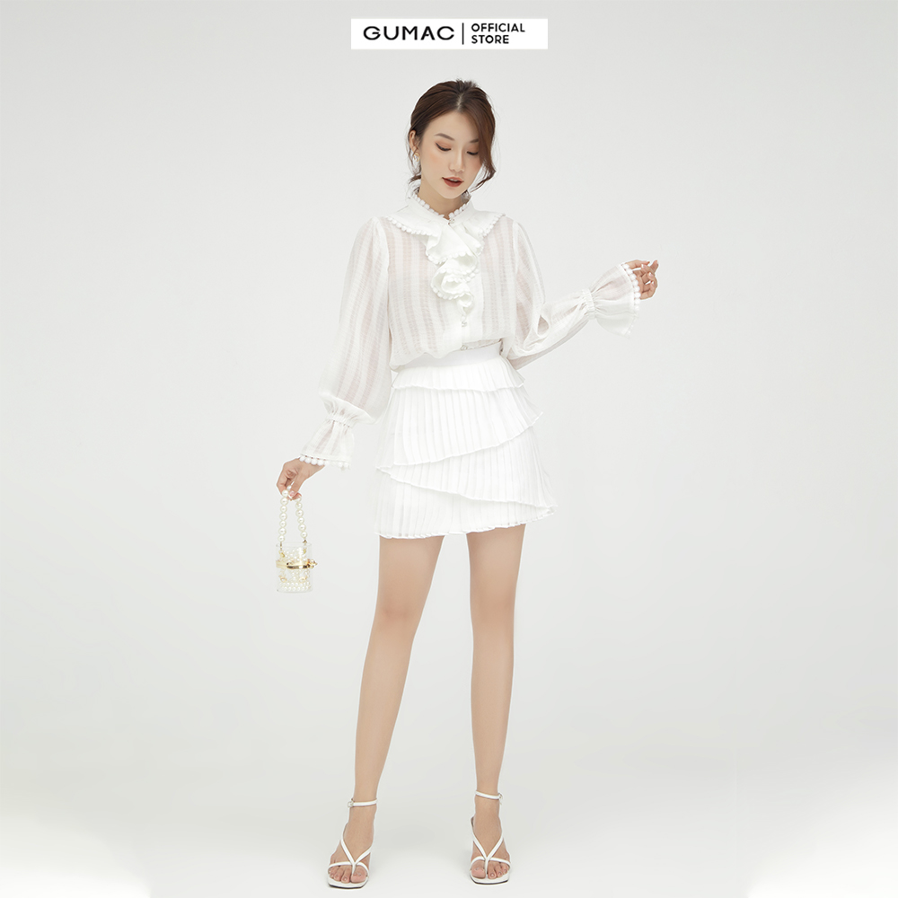 [20H 24 - 29.8 |Voucher 8-12%] Chân váy nữ  xếp 3 tầng GUMAC mẫu mới VB509 Chất Liệu Vải WHITE WONDER form xòe style dễ thương