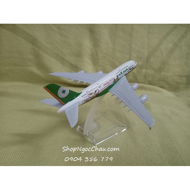 Mô hình máy bay A380 Eva Air - Hello Kitty 16cm green