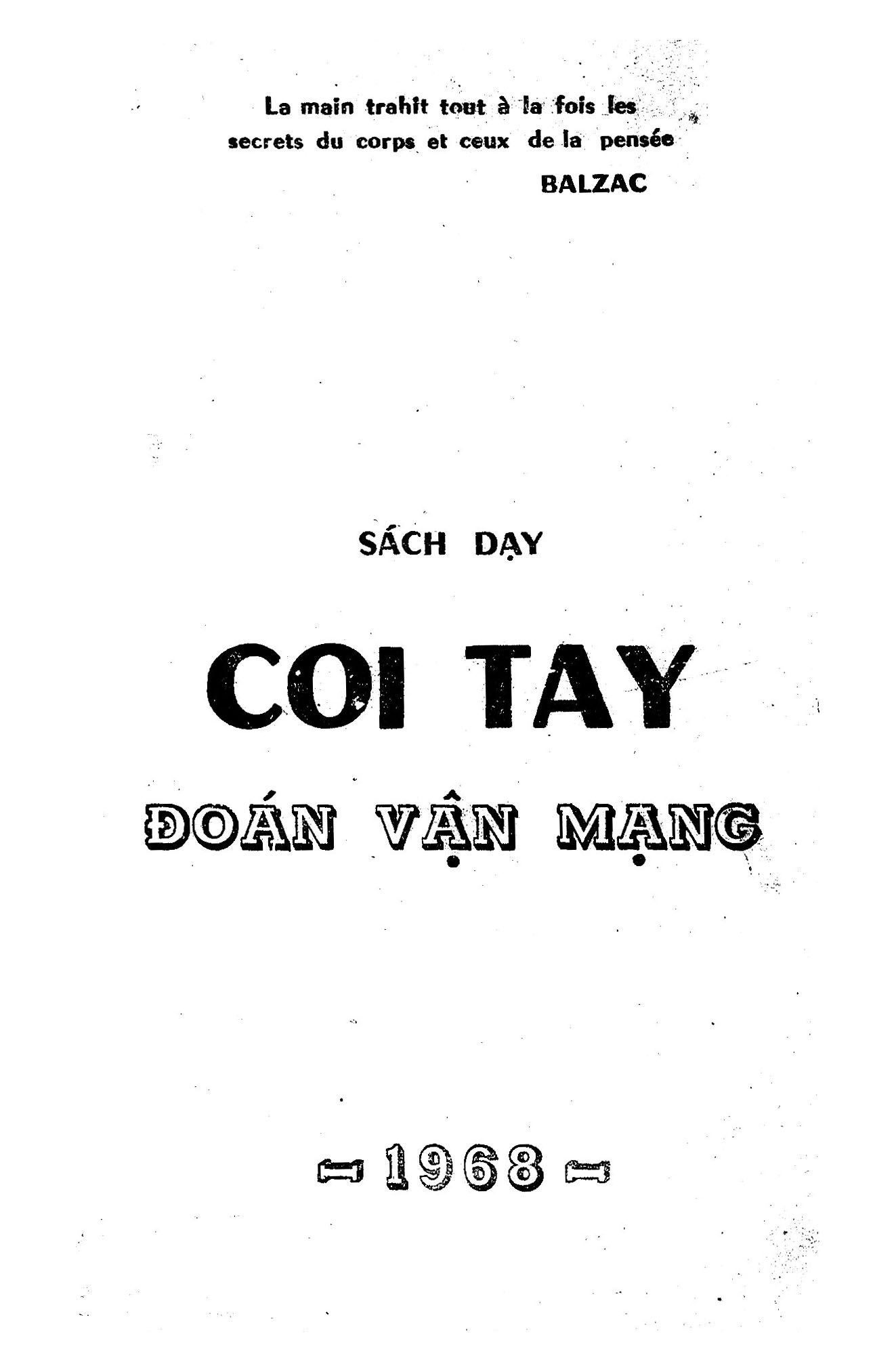 Sách Dạy Coi Tay Đoán Vận Mạng