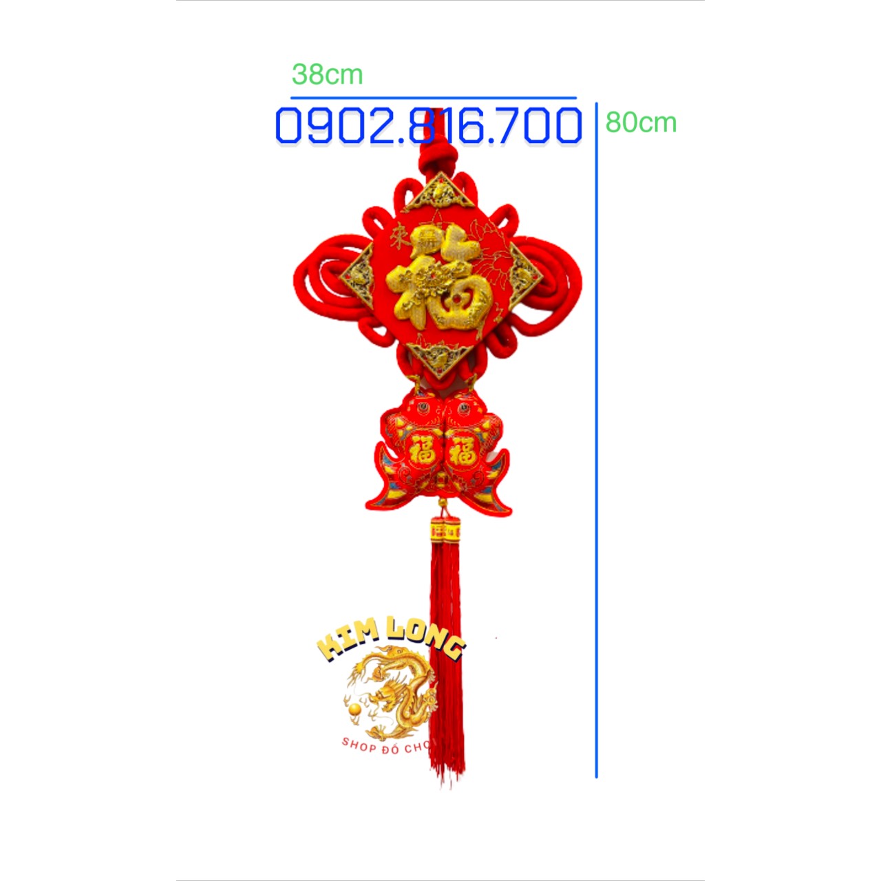 Khánh vuông nhung đỏ - Dây liễng nhung chữ PHƯỚC đỏ treo cửa phụ kiện trang trí tết