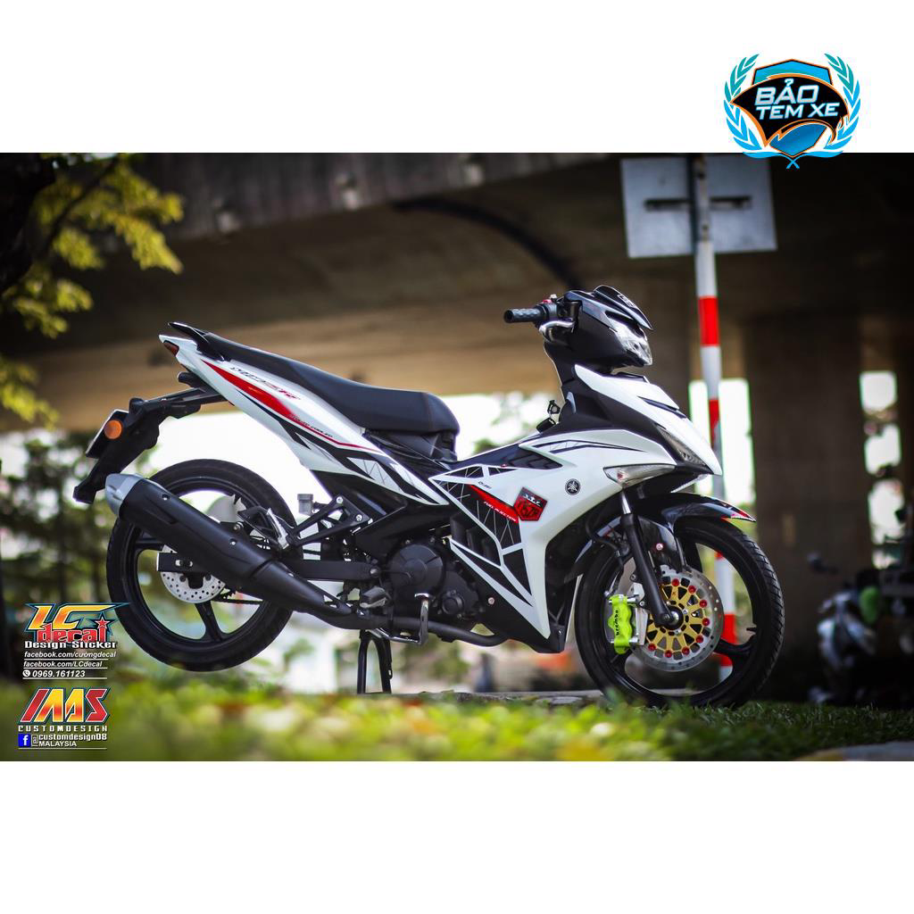 Tem rời dán xe exciter 150 mẫu y15 zr 2021 đỏ trắng đen