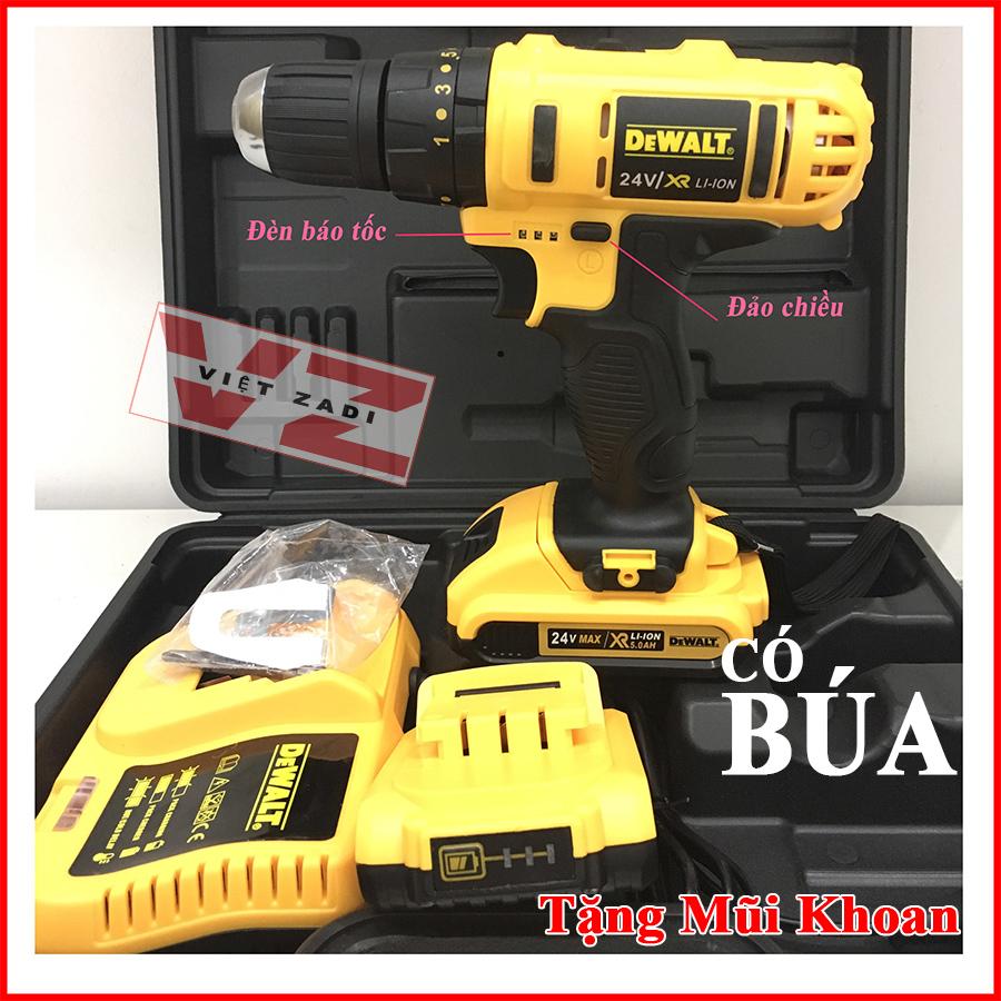 Máy Khoan Cầm Tay Dewalt 24V Có Búa, Khoan Pin Tặng Mũi Khoan