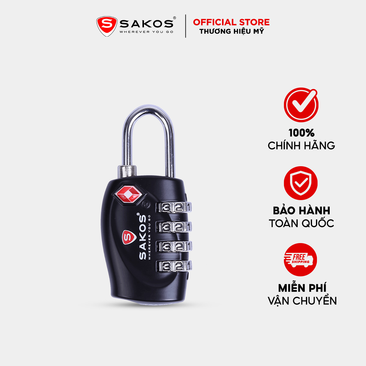 Ổ khóa du lịch TSA SAKOS YLA008 Bảo Vệ Hành Lý Tối Ưu