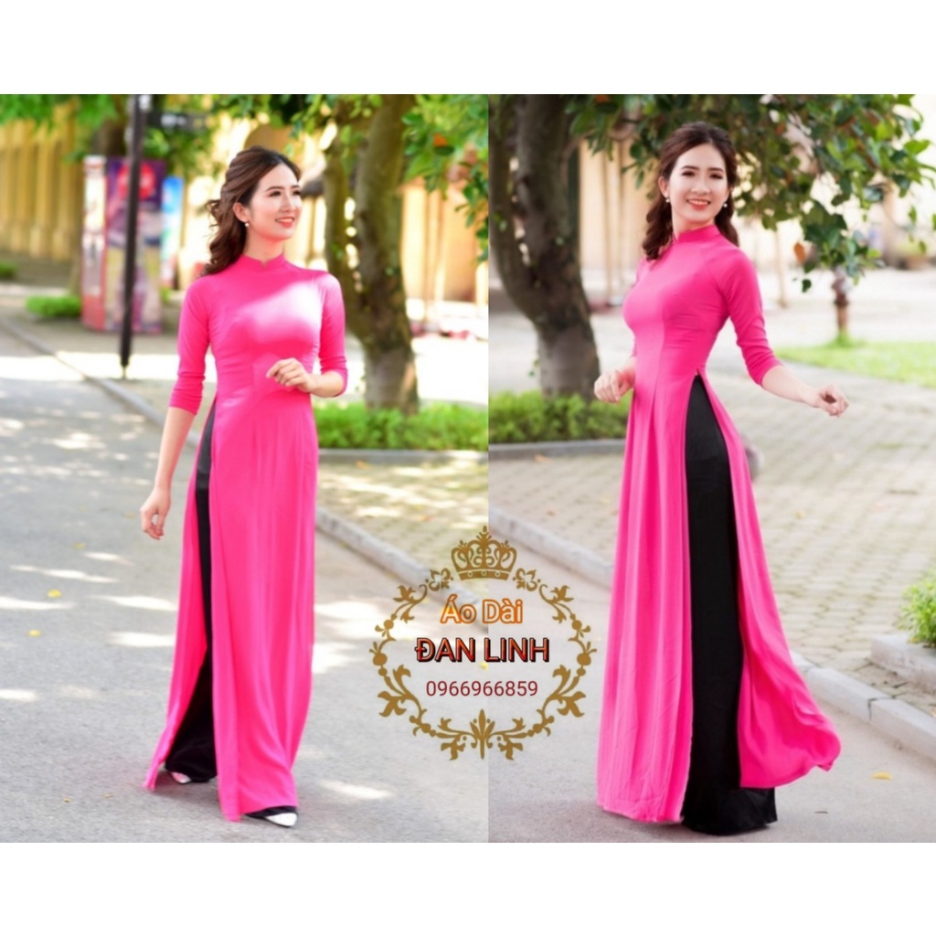 Áo dài trơn hồng sen 4 tà - Áo Dài Đan Linh