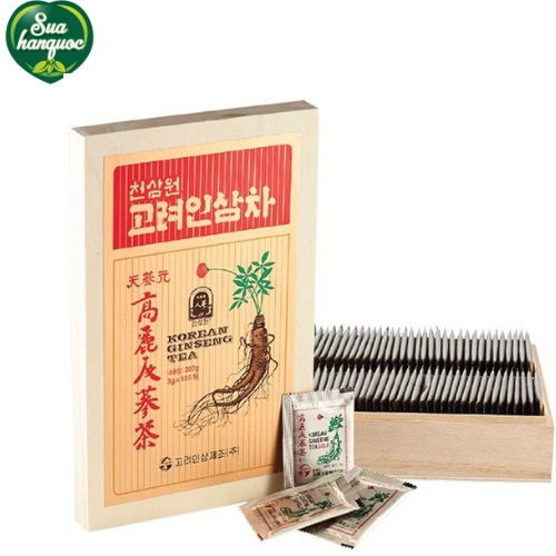 TRÀ HỒNG SÂM HÀN QUỐC KOREA RED GINSENG TEA - HỘP GỖ - QUÀ TẶNG