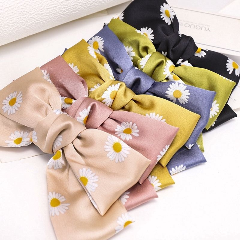 [HCM]Kẹp tóc nơ lụa Satin hoa cúc??????