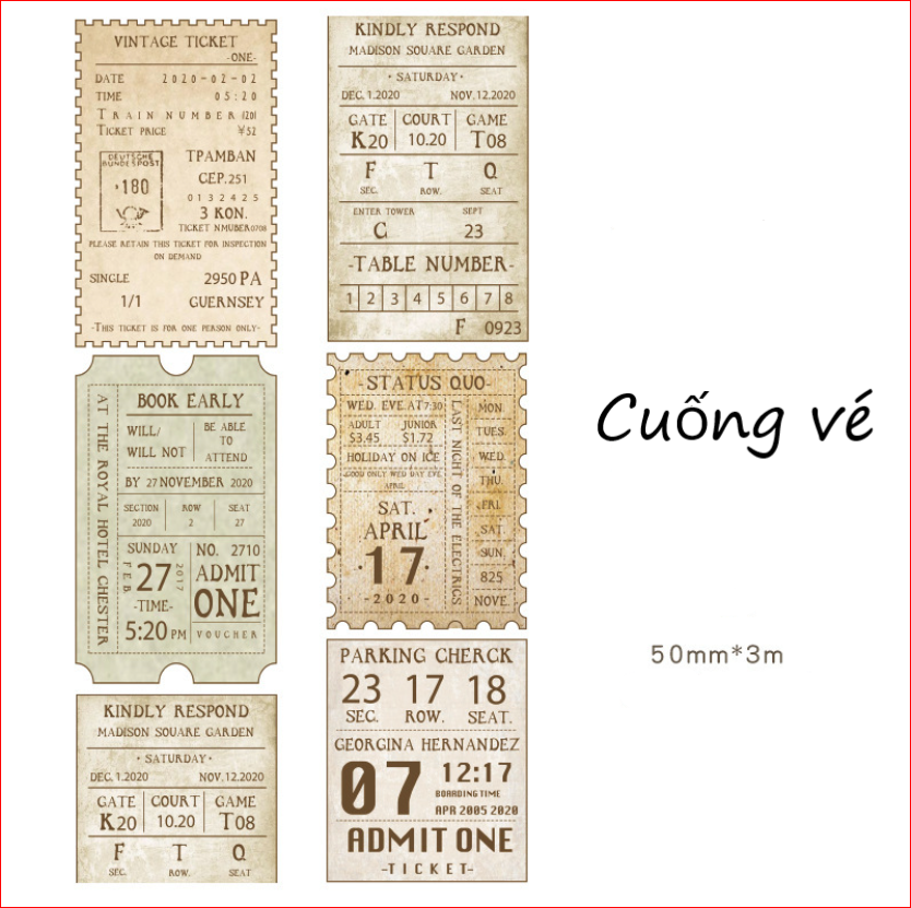 Washi giấy 50mm phong cách cổ điển cực ấn tượng RT04