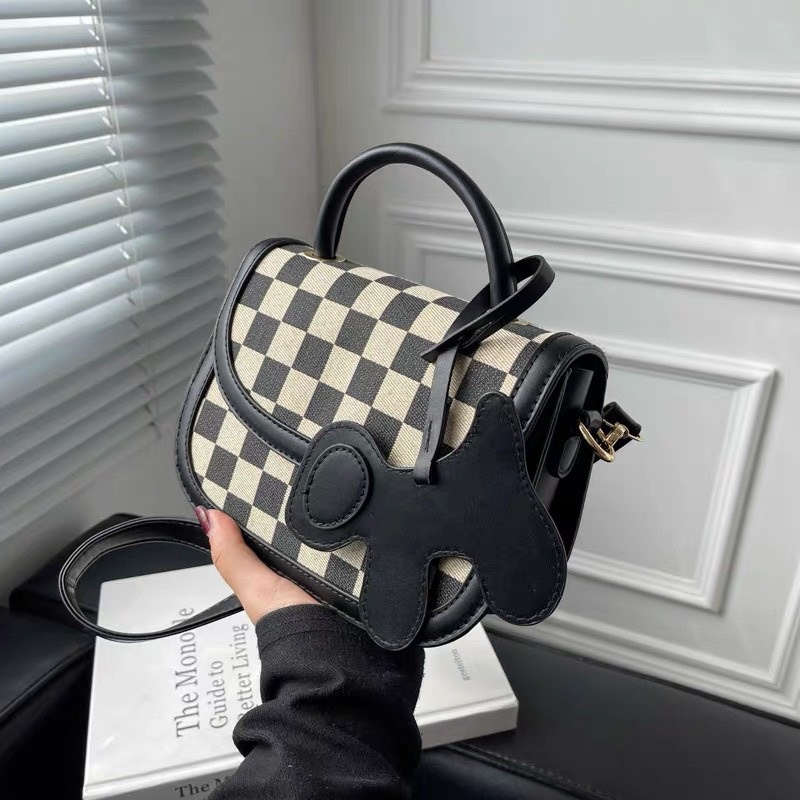 Túi xách nữ Túi đeo chéo mini hàn quốc da mềm phối vải họa tiết kẻ ô TX223 - MINT68