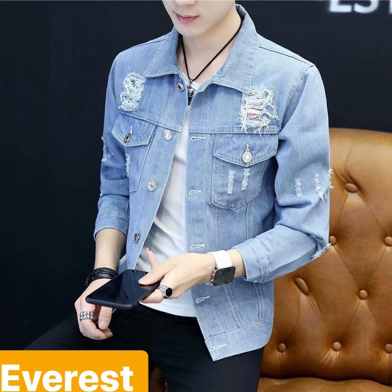 ÁO KHOÁC JEAN CHẤT BÒ NAM XANH BIỂN WASH CHẤT BÒ THU ĐÔNG HÀN QUỐC CHẤT MEN NGẦU EV-88 - EVEREST FASHION