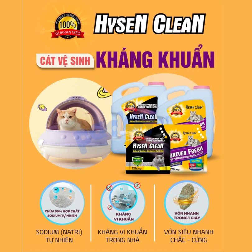 Cát Mèo Đất Sét Đá Khoáng Núi Lửa Hysen Clean 4kg