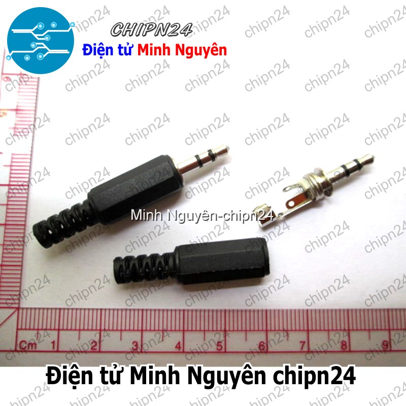 [2 cái] (F113.5) Đầu Jack Audio 3.5mm Nhựa hàn dây - HH000174