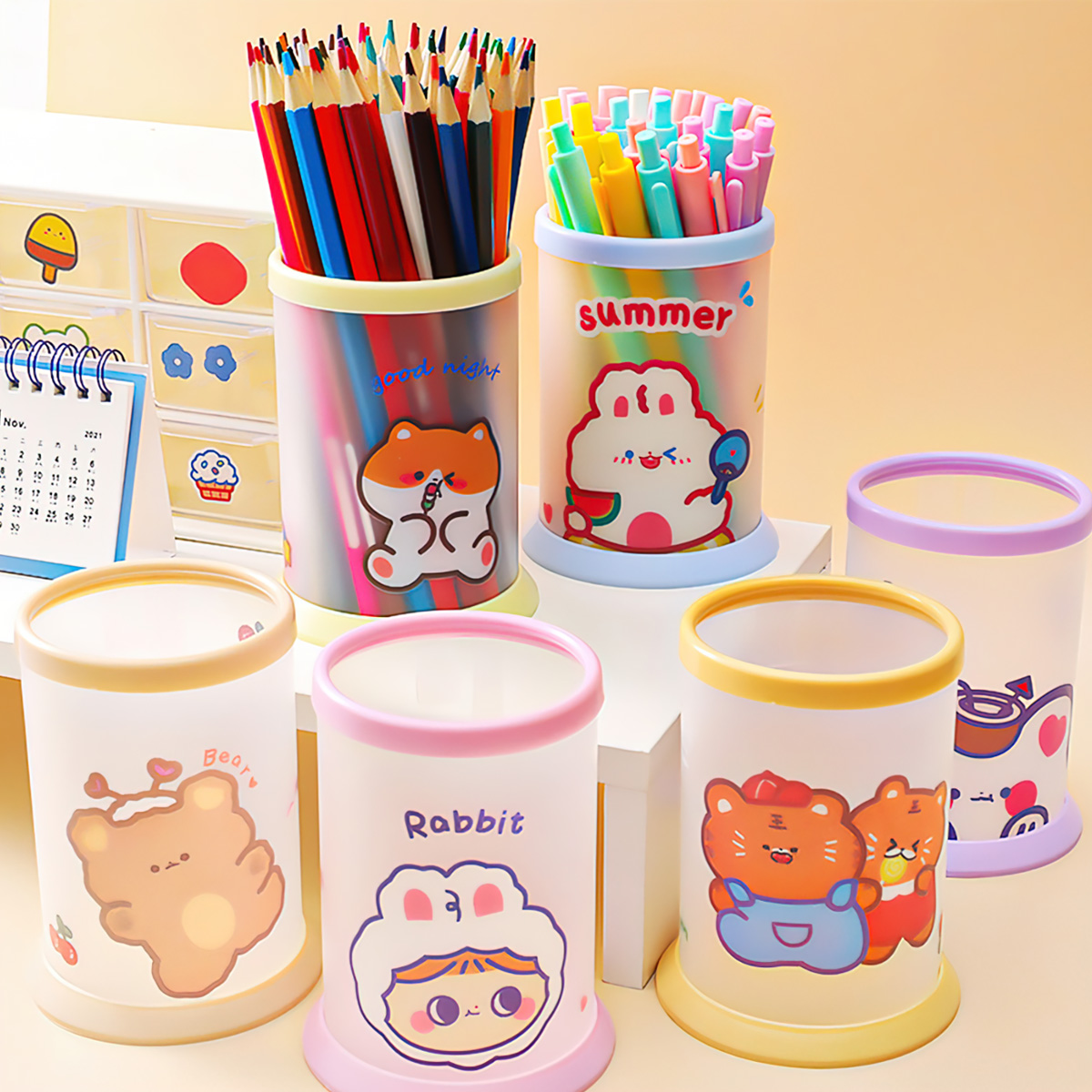 High-quality collapsible colorful desk pen holder