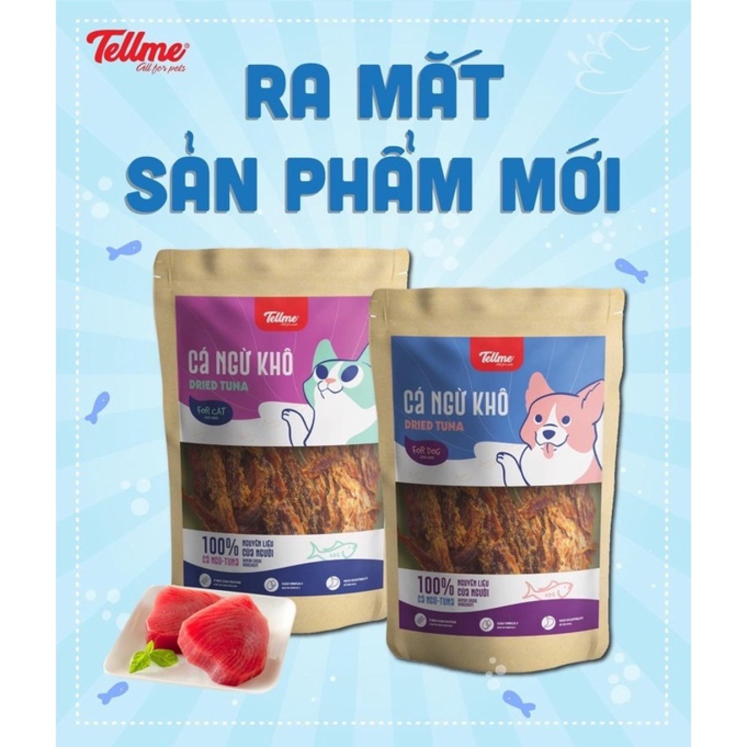 [ 40g ] Cá Ngừ Khô Cho Chó Mèo TELLME 🐶🐱