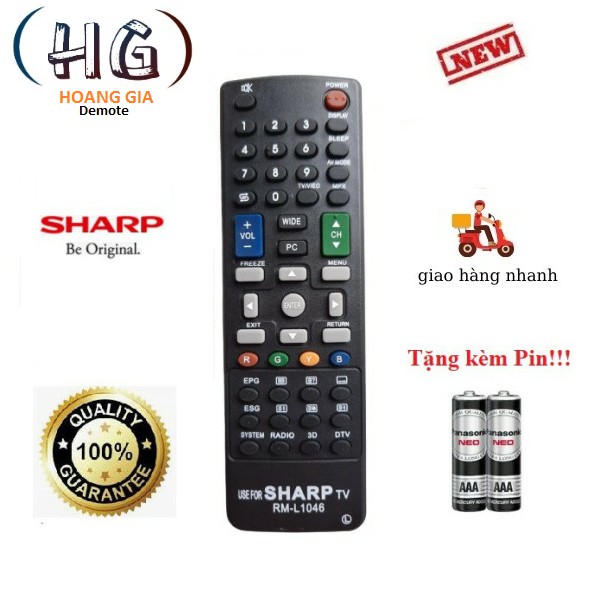 Điều khiển tivi sharp rm-l1046 - hàng tốt tặng kèm pin!!!