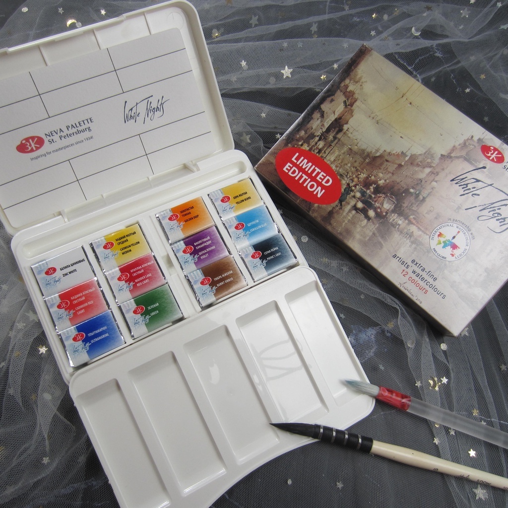 Màu nước White Nights Plastic Travel Box "IWS" version 12 pan