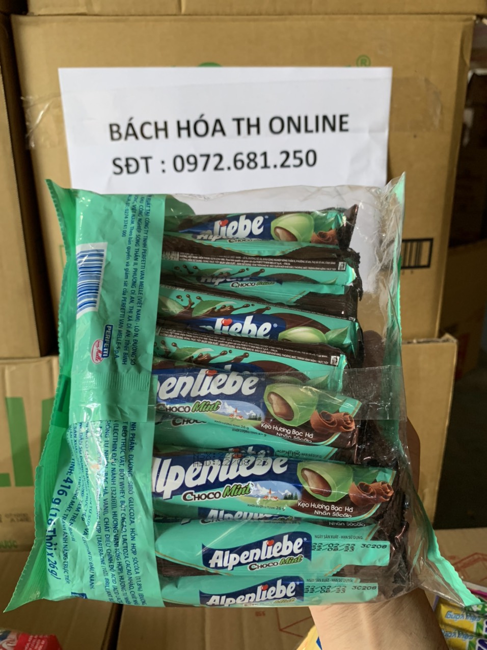Kẹo Alpenlibe nhân Socola gói 16 thỏi