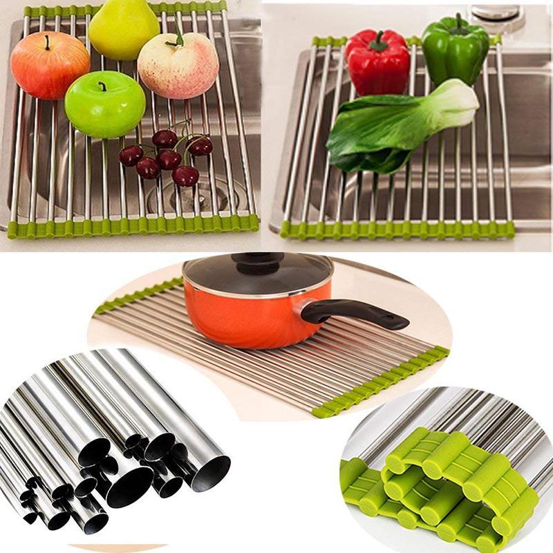 Kệ Inox Gác Bồn Rửa Chén Gấp Gọn Tiện Ích ( giao màu ngẫu nhiên)