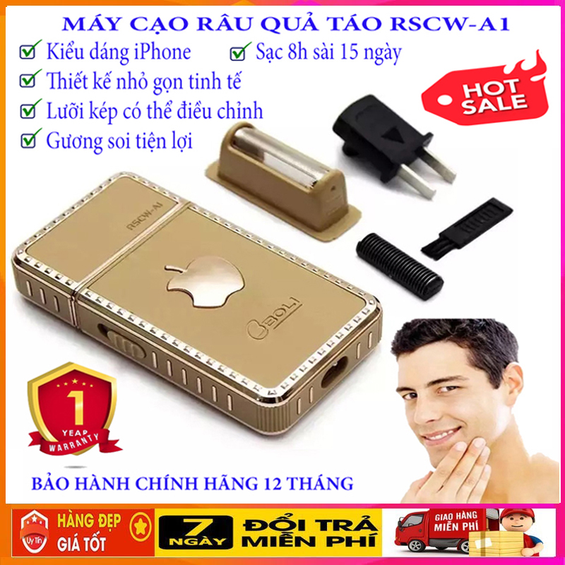 Máy cạo râu, máy cạo râu quả táo Boli RSCW-A1, máy cạo râu nam, dụng cụ cạo râu đa năng đẳng cấp phái mạnh, kiểu dáng Iphone logo hình quả táo, nhỏ gọn, tinh tế, có gương soi, hàng chính hãng cao cấp - Giadungbv247