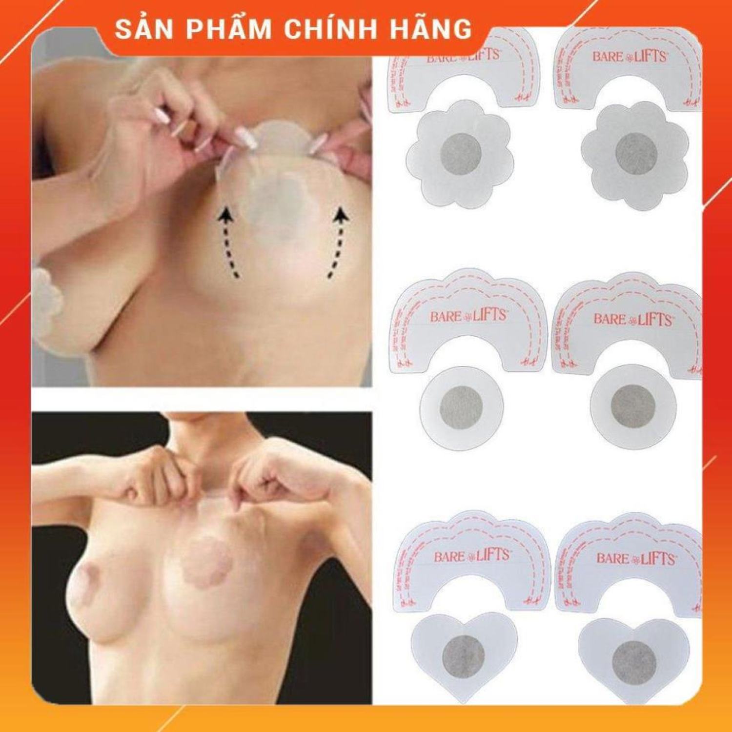Hôp 10 miếng dán nâng ngực Bare Lift trong suốt