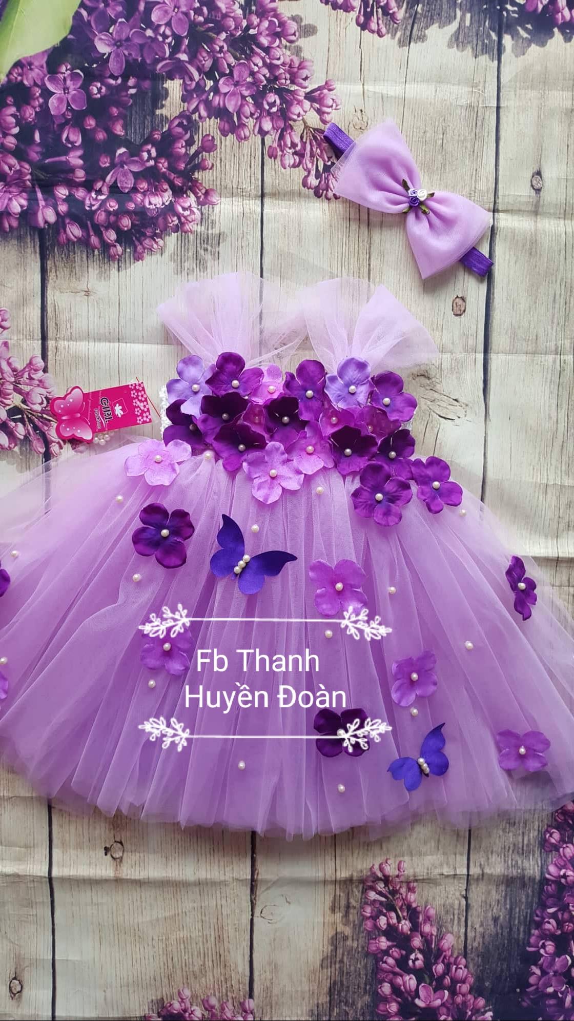 Váy Tutu công chúa Màu Tím nhạt cẩm tú cầu