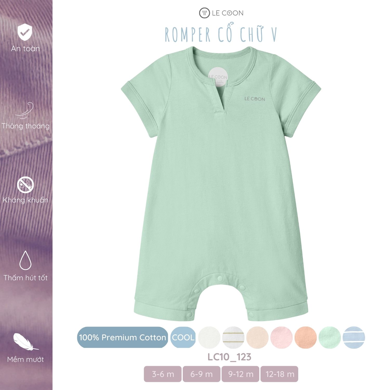 LE COON | ROMPER CỔ CHỮ V | COOL | 3 - 18 tháng