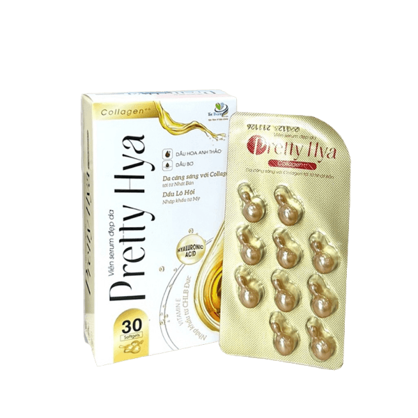 Viên vitamin e bôi dưỡng trắng da pretty aloe - vitamin e, tinh dầu jojoba, lô hội dưỡng ẩm - hộp 30 viên