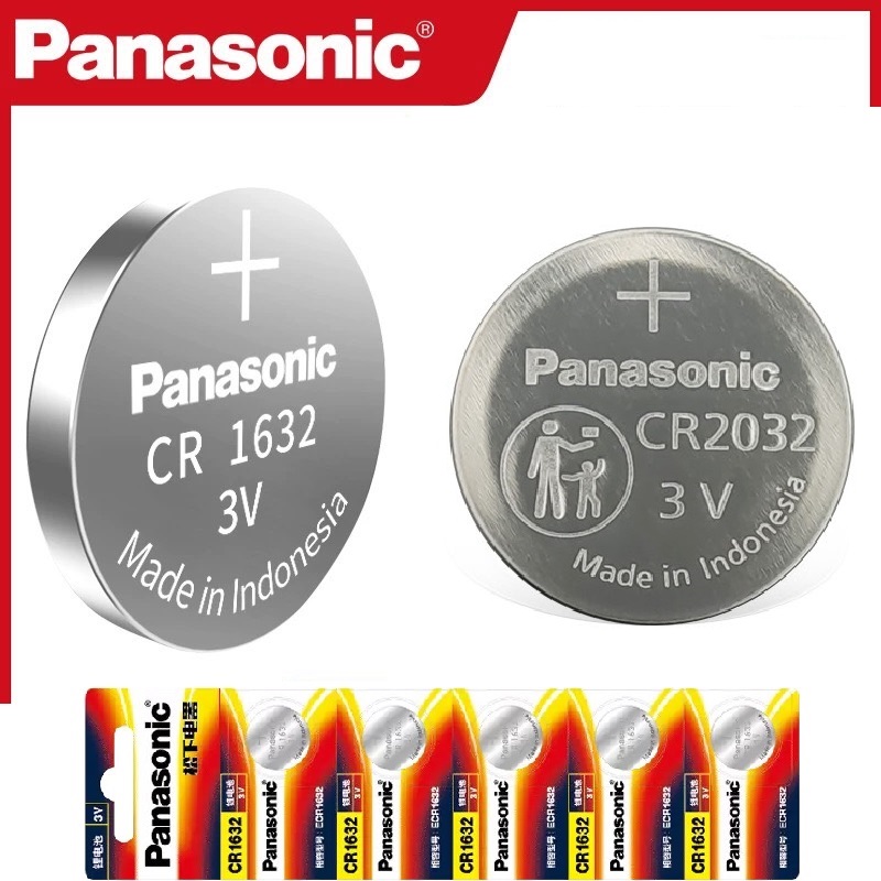 Pin Panasonic CR1632 / CR2032 / CR2025, pin cảm biến áp suất lốp, chìa khóa ô tô .., 3V Lithium Made in Indonesia