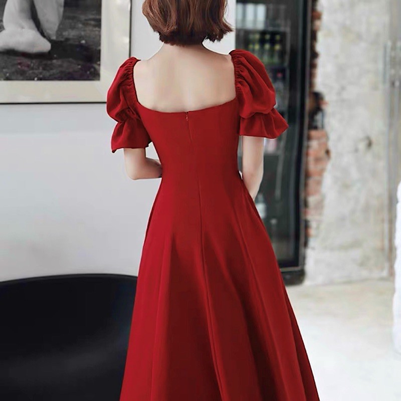 ĐẦM CỔ VUÔNG, TAY BO, NÚT BỌC (có ảnh thật) MS154