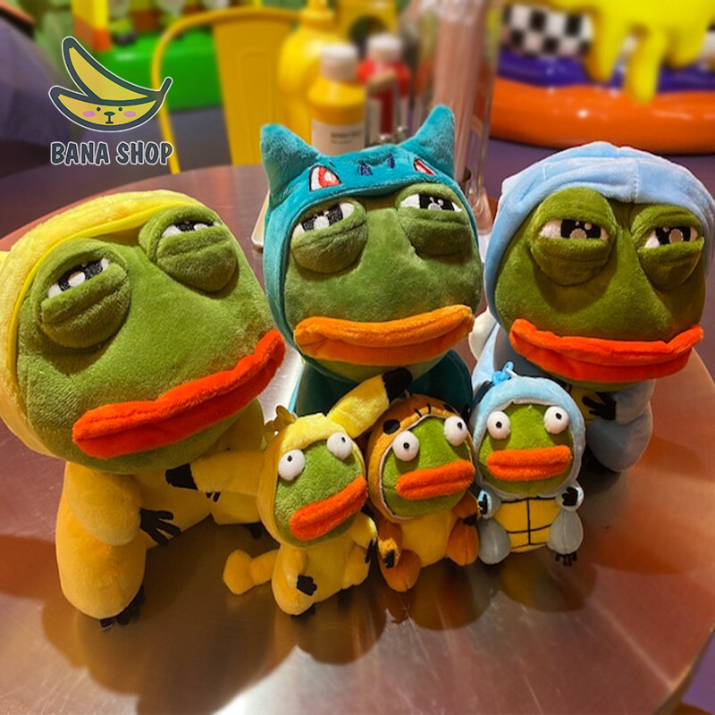 Gấu bông ếch xanh sad frog Pepe cosplay Pokemon rùa khủng long Squirtle Charmander siêu bựa dành cho vozer