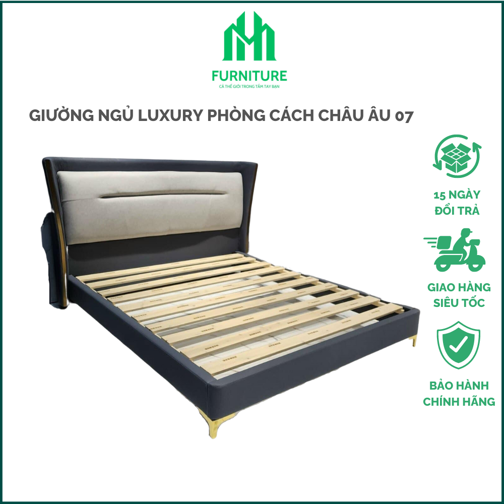 Giường ngủ bọc nệm, Giường thiết kế hoàng gia phong cách Châu Âu sang trọng và hiện đại - Nội Thất MinHuy